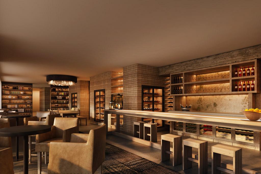 La "bibliothèque à vins" du resort, un lieu en accord avec la région