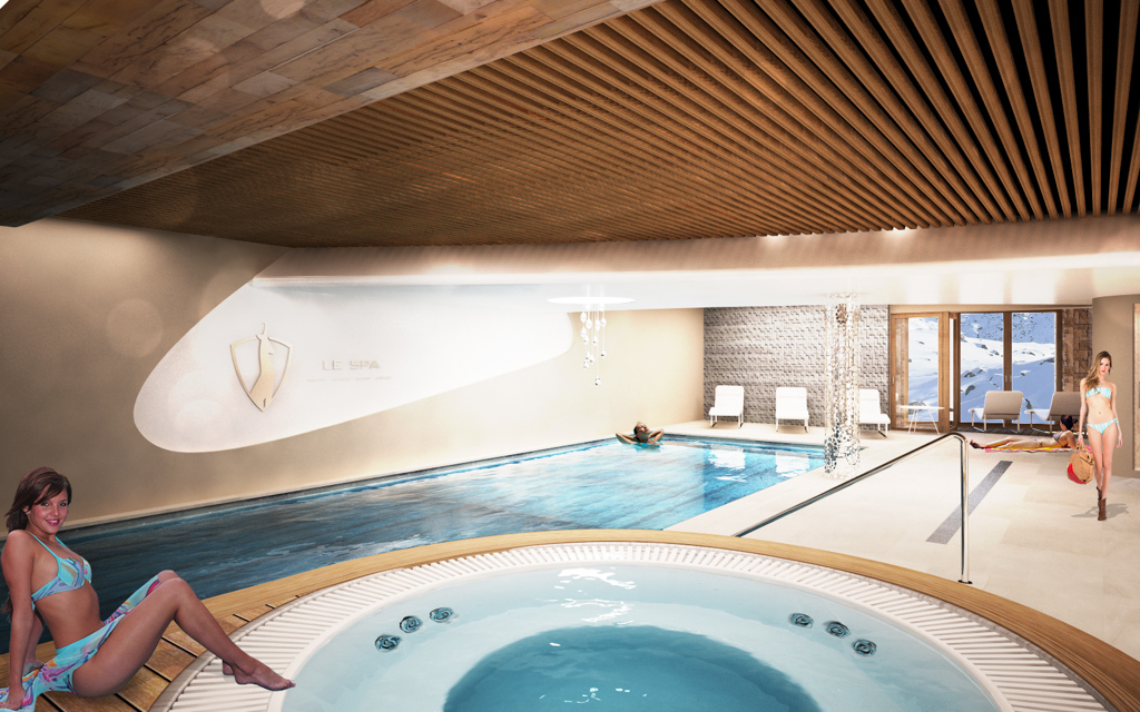 L’hôtel comptera un vaste spa L’Occitane de 400 mètres carrés, avec vue panoramique sur les sommets des Alpes