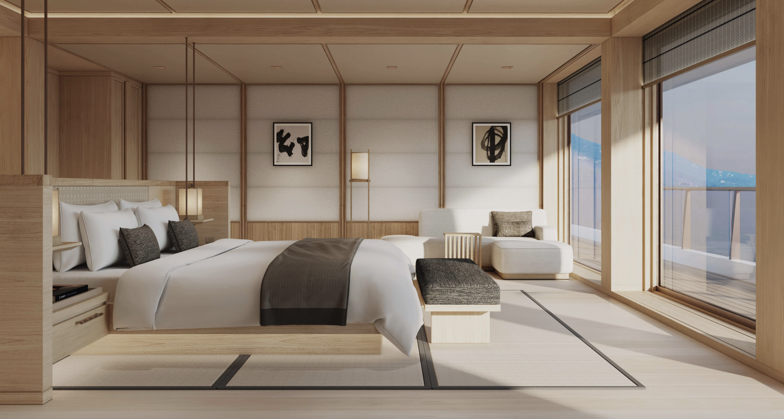 Prévisualisation d’une des 47 suites du yacht Amangati © Sinot