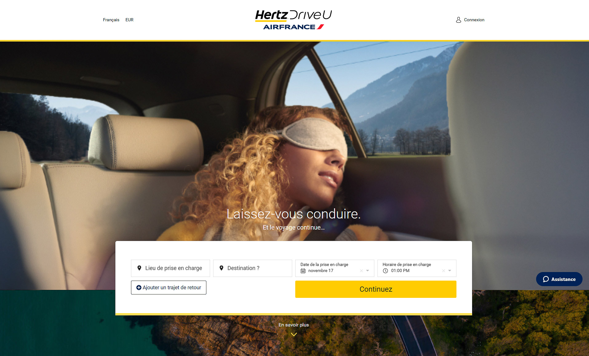 Air France Hertz DriveU - Capture d’écran du site