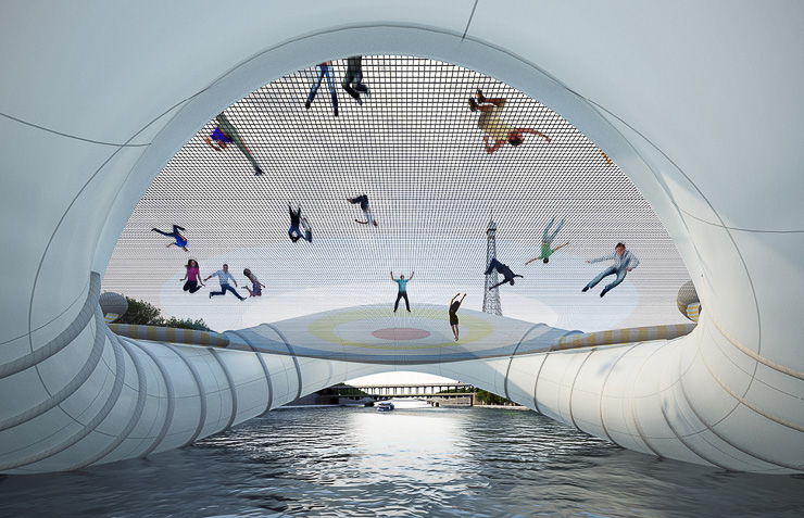 Un pont conçu pour rebondir juste au-dessus de la Seine
