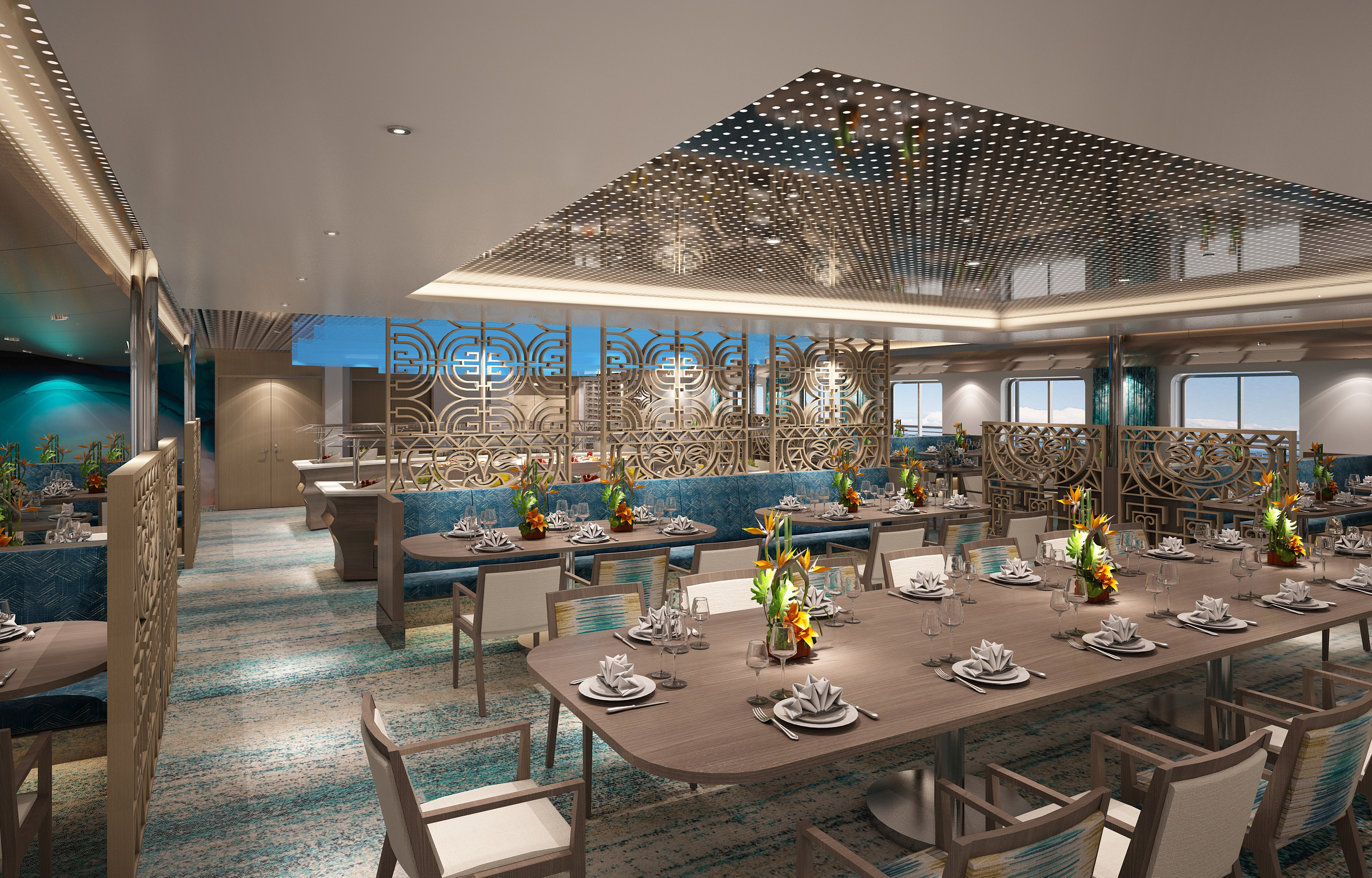 La salle du restaurant © Aranui Cruises