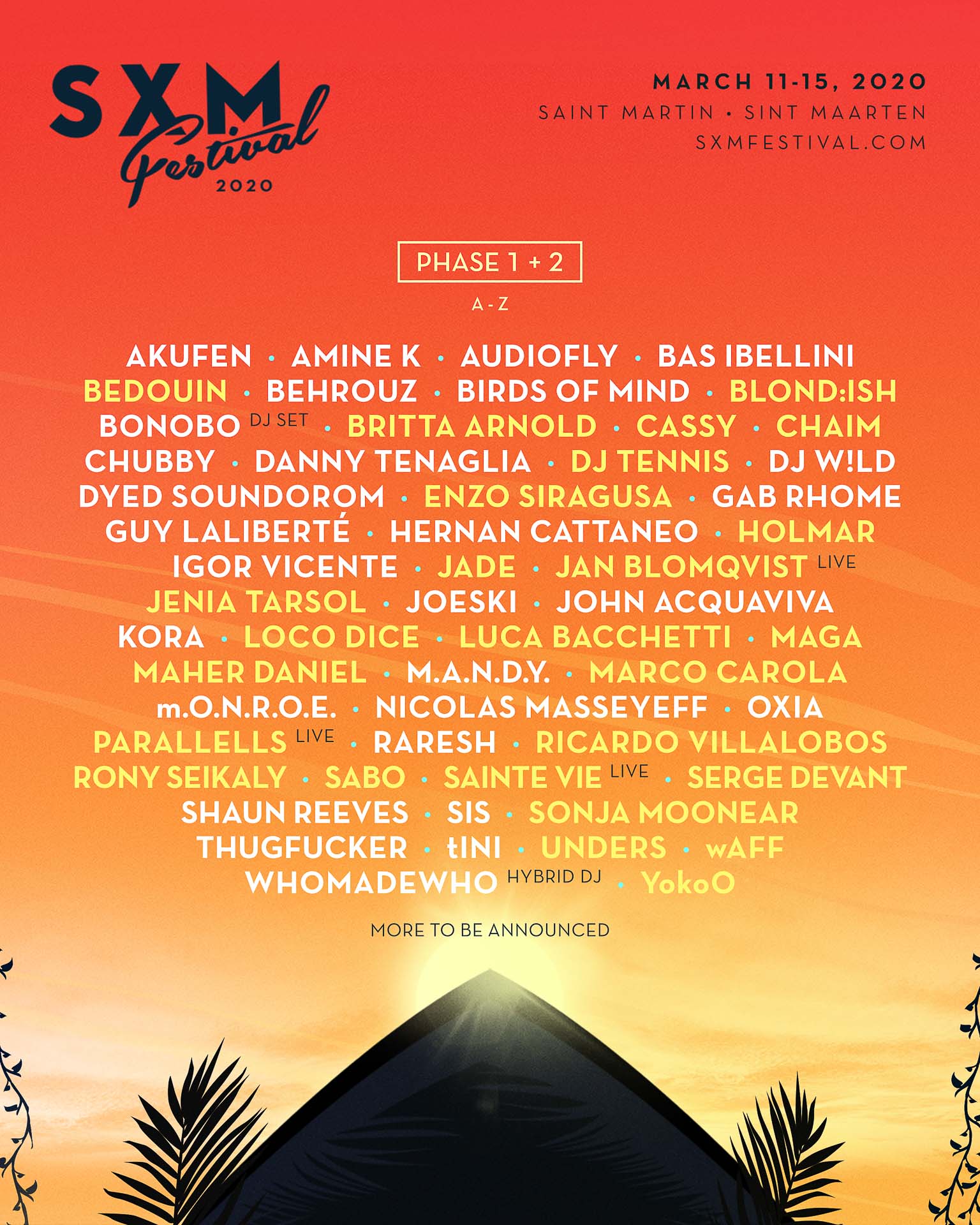 SXM Festival – Line up 2020 © DR