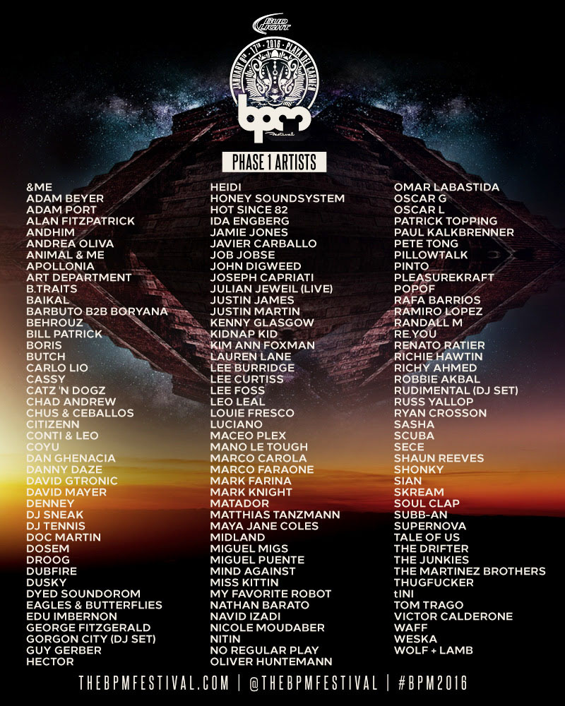 BPM Festival 2016 - Line up Phase 1