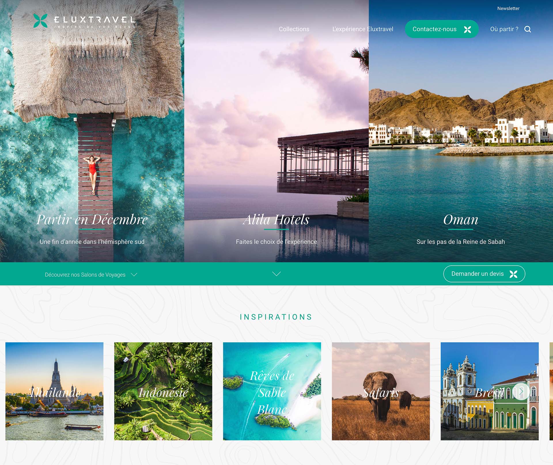 Eluxtravel - Page d’accueil du site Web