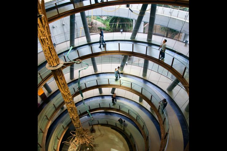 CosmoCaixa Barcelona - Rampe en spirale menant aux différentes salles d'exposition