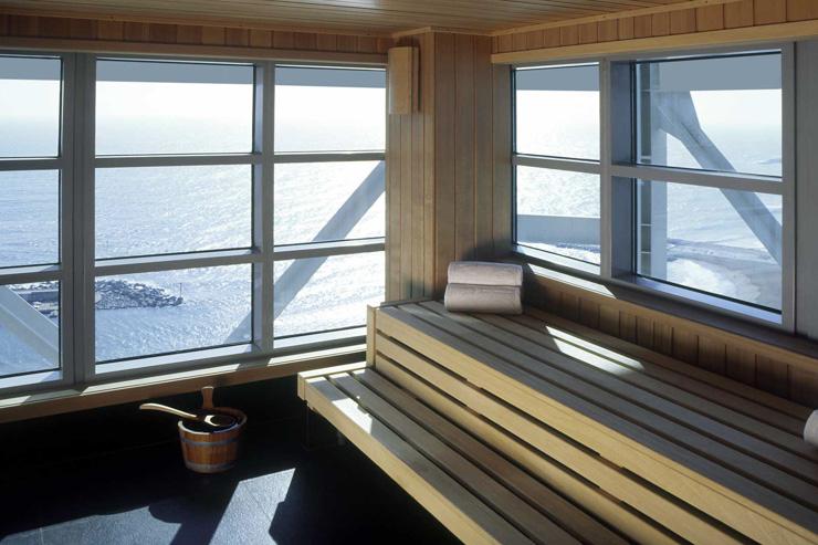 The 43 Spa -  Hotel Arts Barcelona - Sauna avec vue sur la Méditerrannée