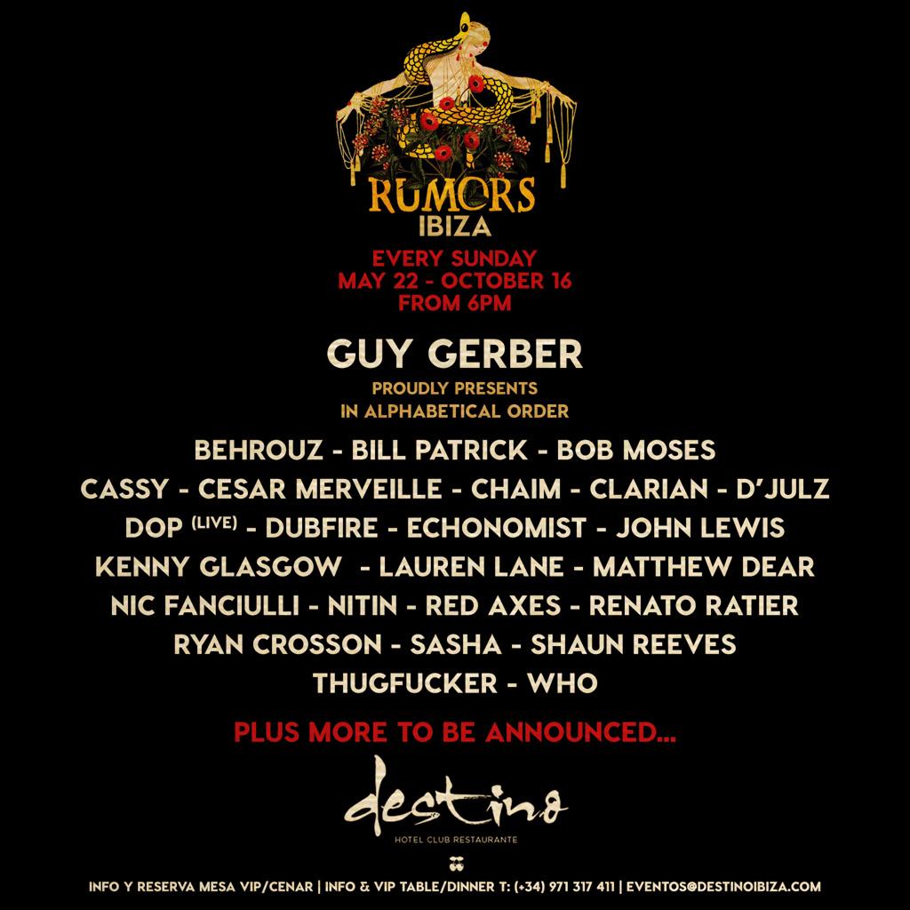 Rumors, la résidence de Guy Gerber, chaque dimanche soir au Destino
