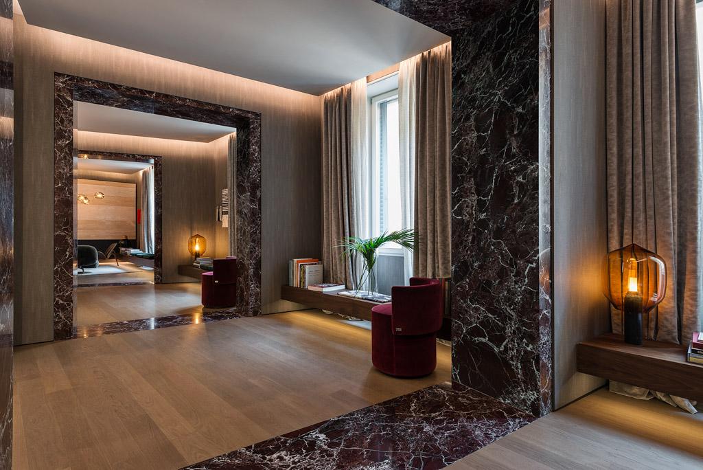 Le lobby évoque le séjour d’un luxueux appartement