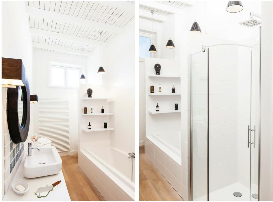 Les deux chambres disposent de salles de bain modernes, avec douche à l’italienne et/ou baignoire
