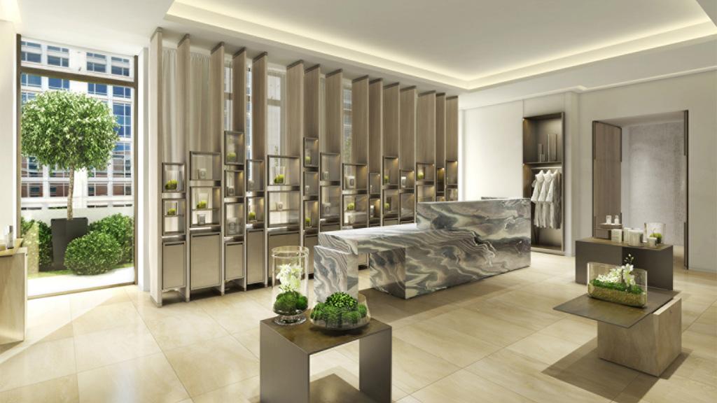 Le Spa propose sept cabines (dont une double) dans une palette de camaïeux blancs et des parquets en bois de chêne
