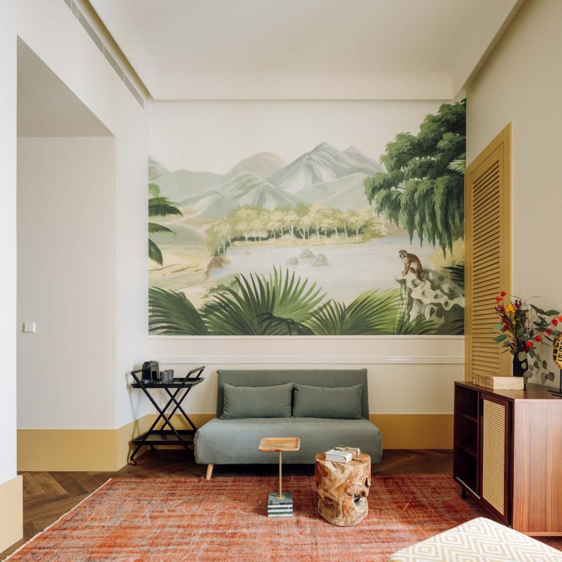 Couleurs douces et matières naturelles habillent les chambres, ici une Suite Couleurs douces et matières naturelles habillent les chambres, ici une Suite