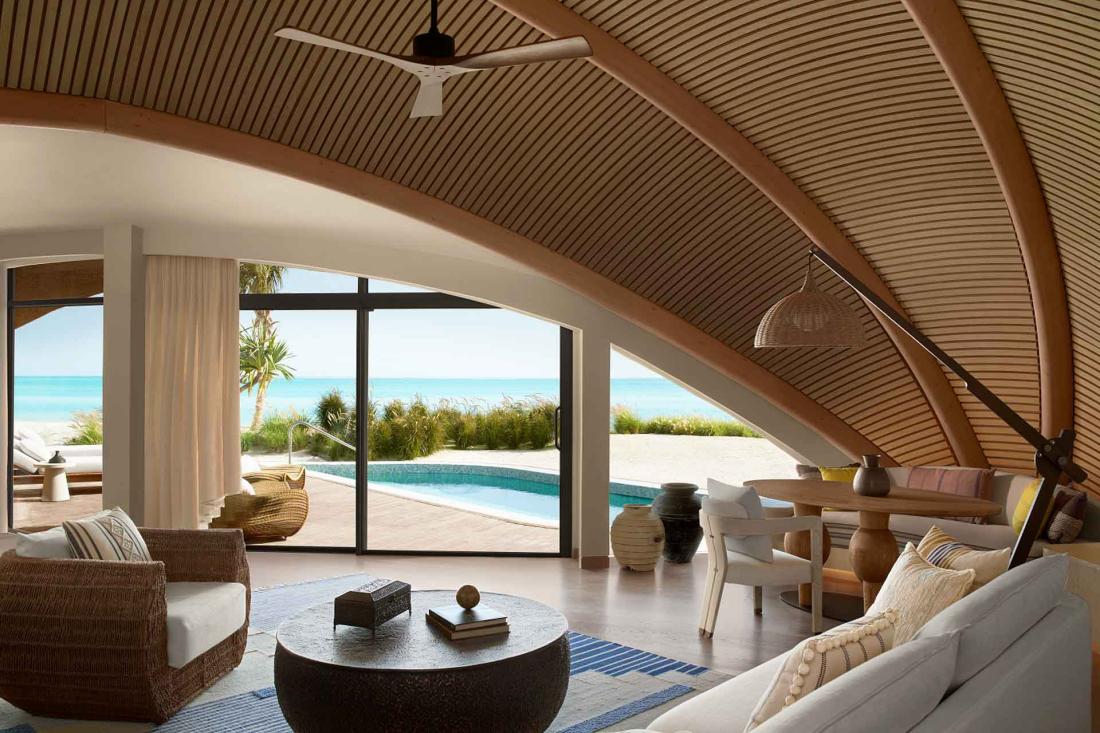 Nujuma se distingue par une architecture aux courbes inspirées de la beauté des coquillages Nujuma se distingue par une architecture aux courbes inspirées de la beauté des coquillages