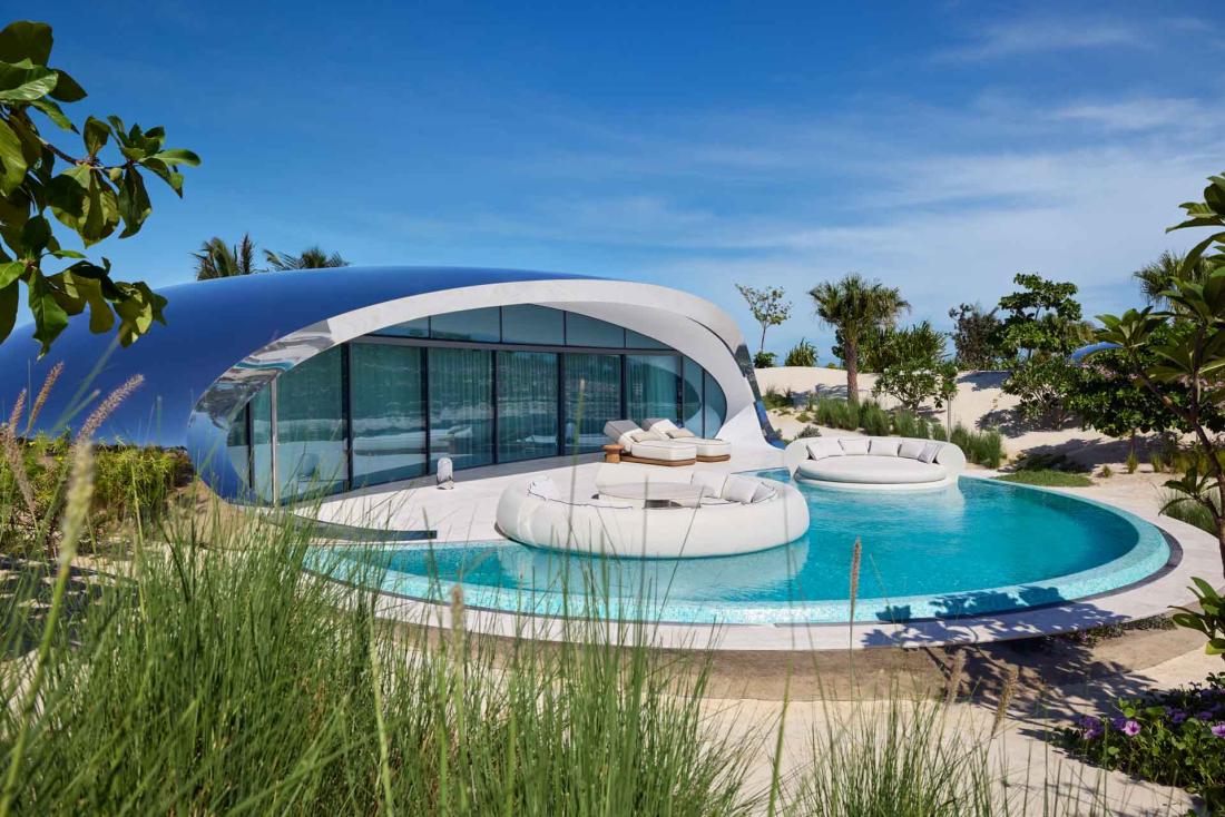 Chaque villa dispose d’une piscine à débordement face à l’infini Chaque villa dispose d’une piscine à débordement face à l’infini
