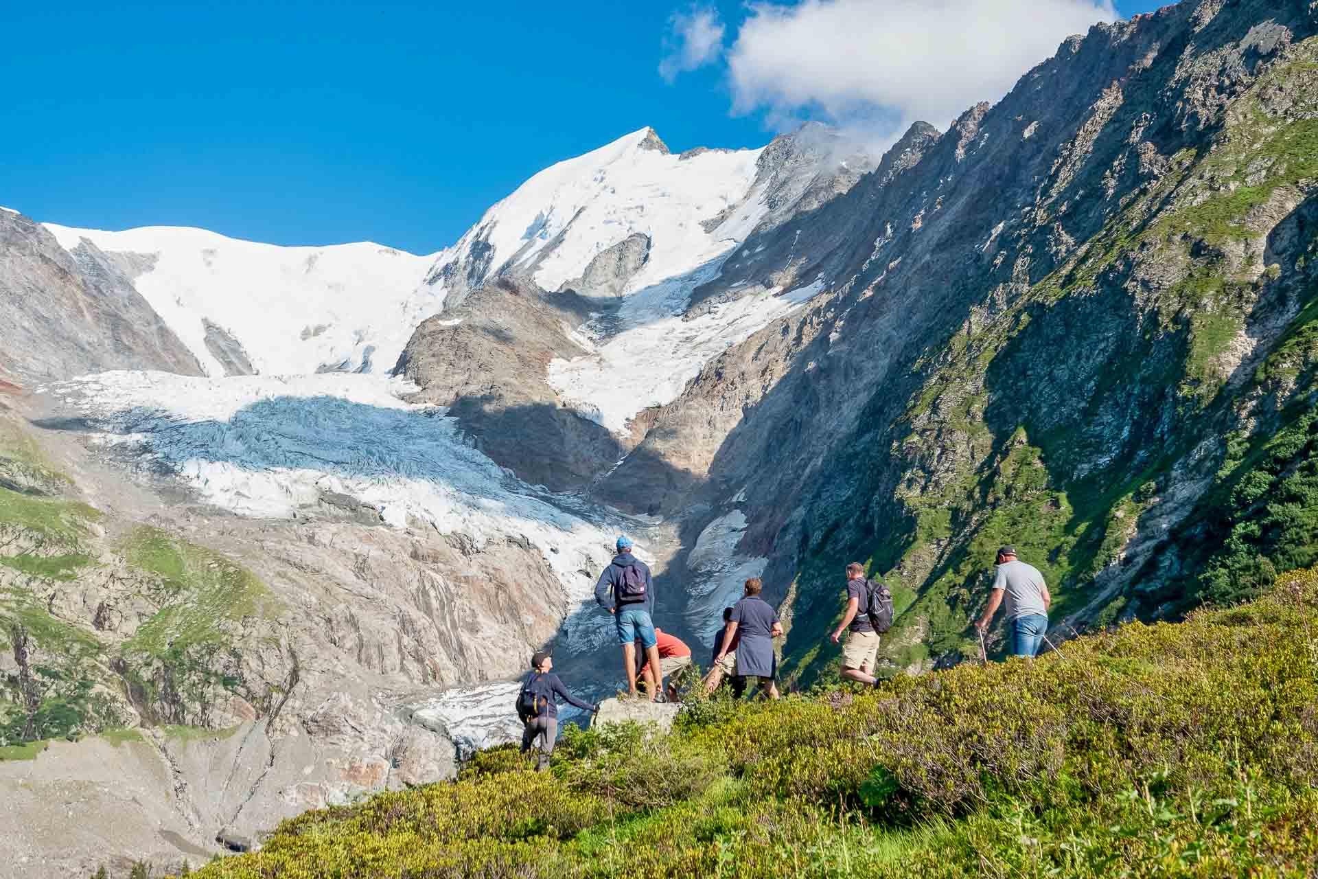 Vue sur le glacier de Miage depuis la randonnée du tour du col du Tricot © Boris Molinier