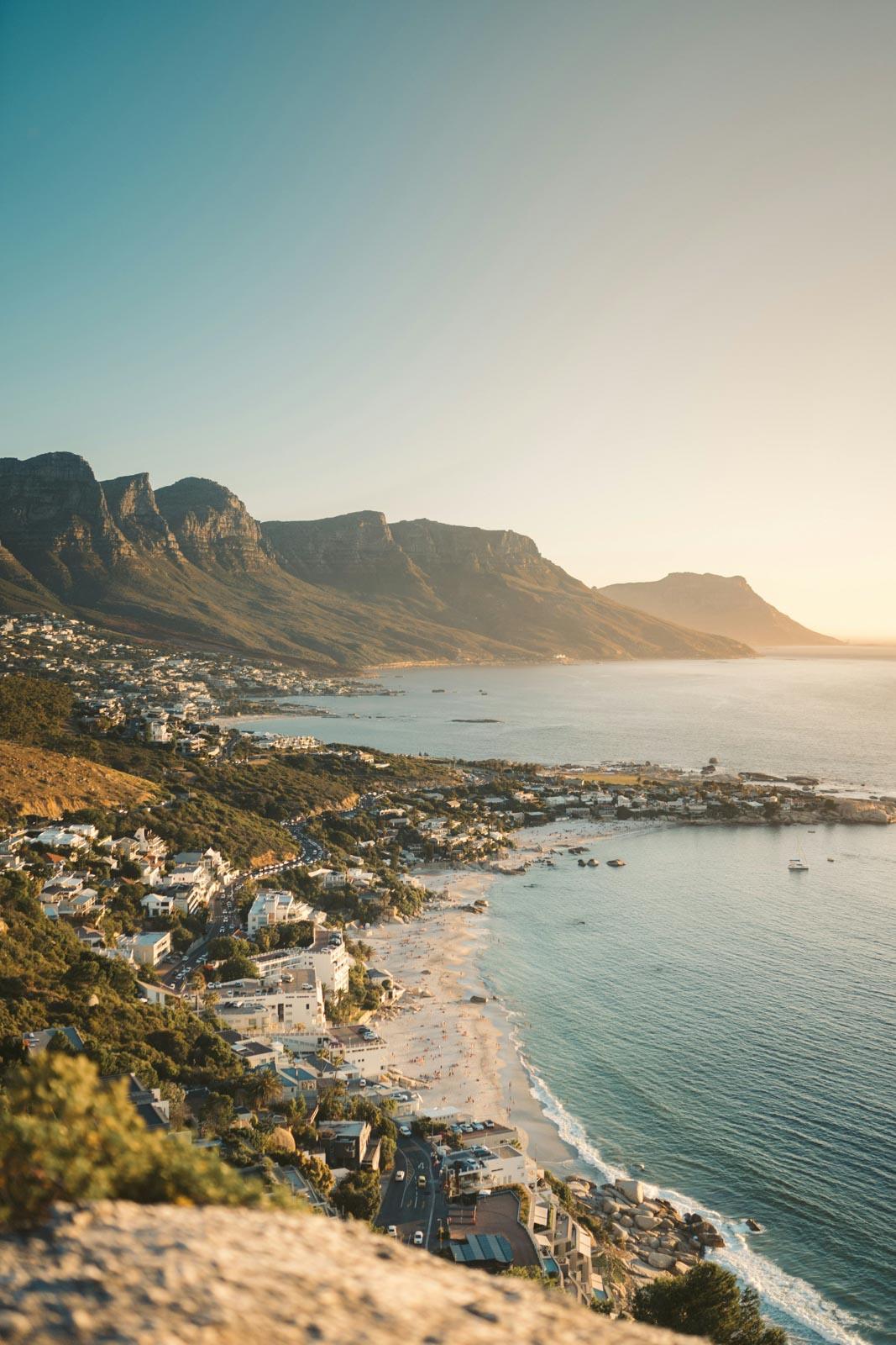 Premier coucher de soleil de notre itinéraire en Afrique du Sud à Signal Hill