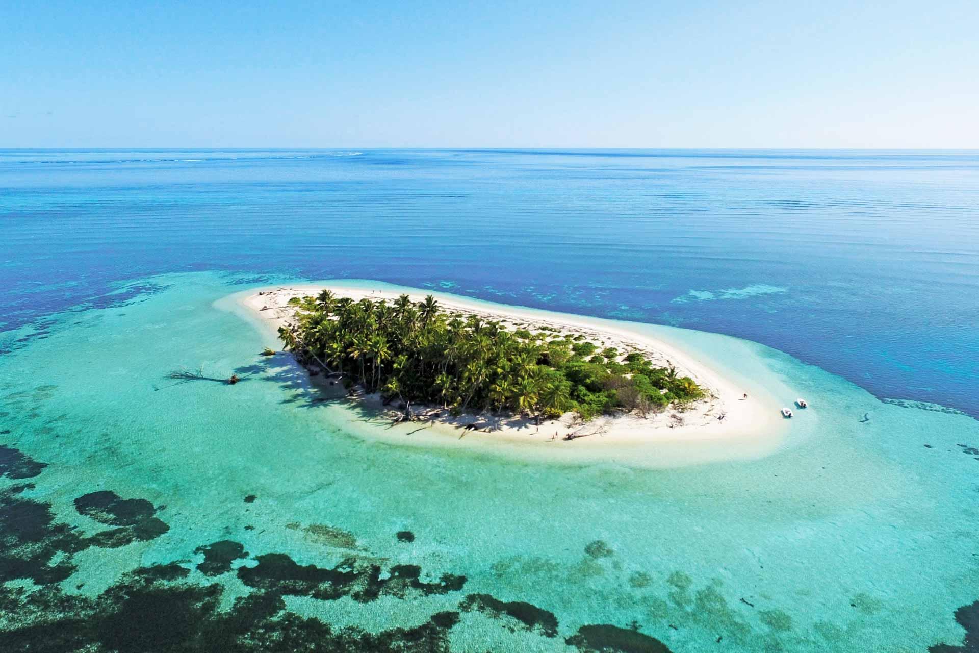  Joyau de l’atoll de Saint-François, le lagon de Bijoutier, bordé de cocotiers