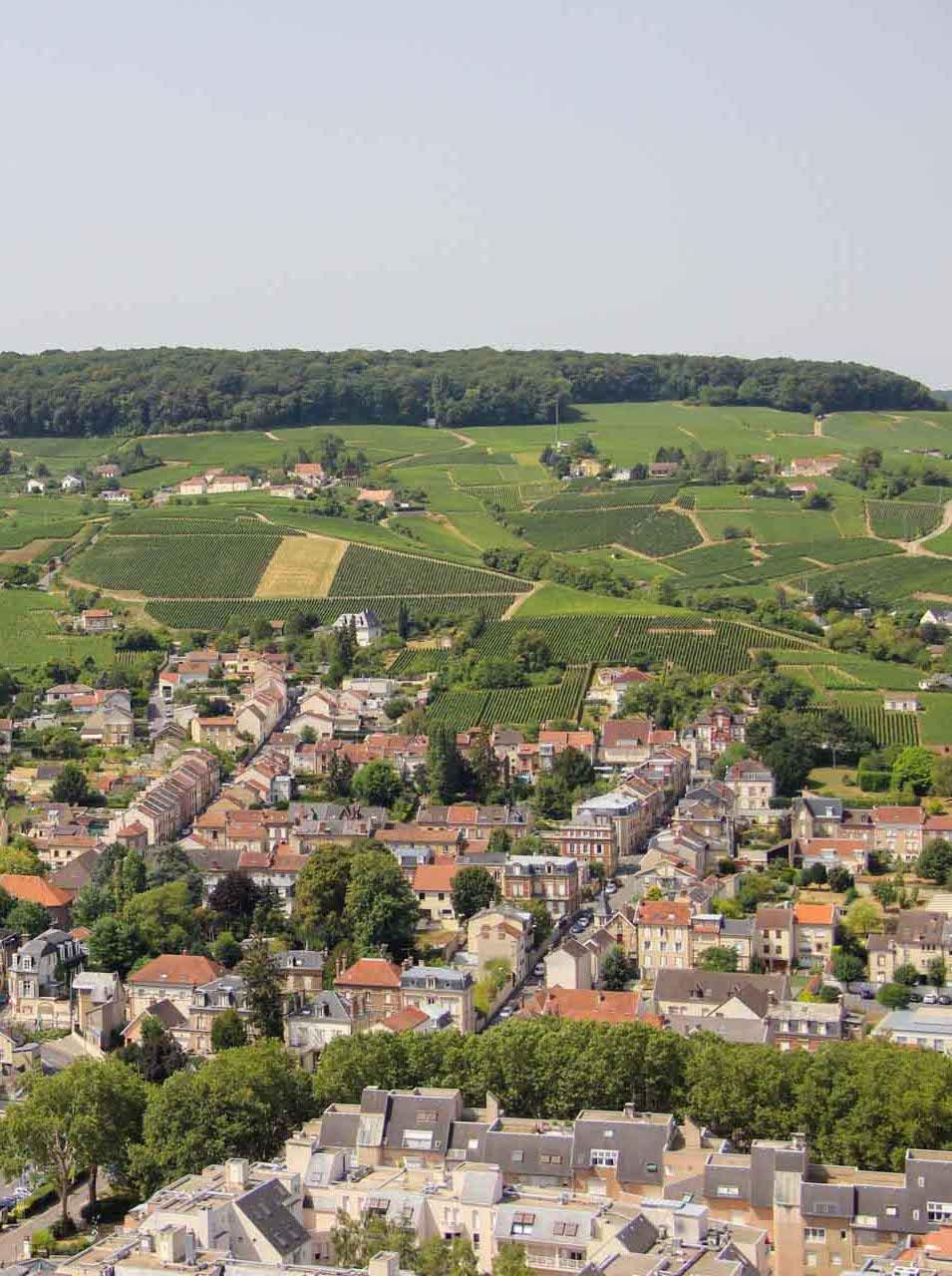 Vue sur Epernay depuis le ballon captif © E.Vidal-Coll.ADT Marne