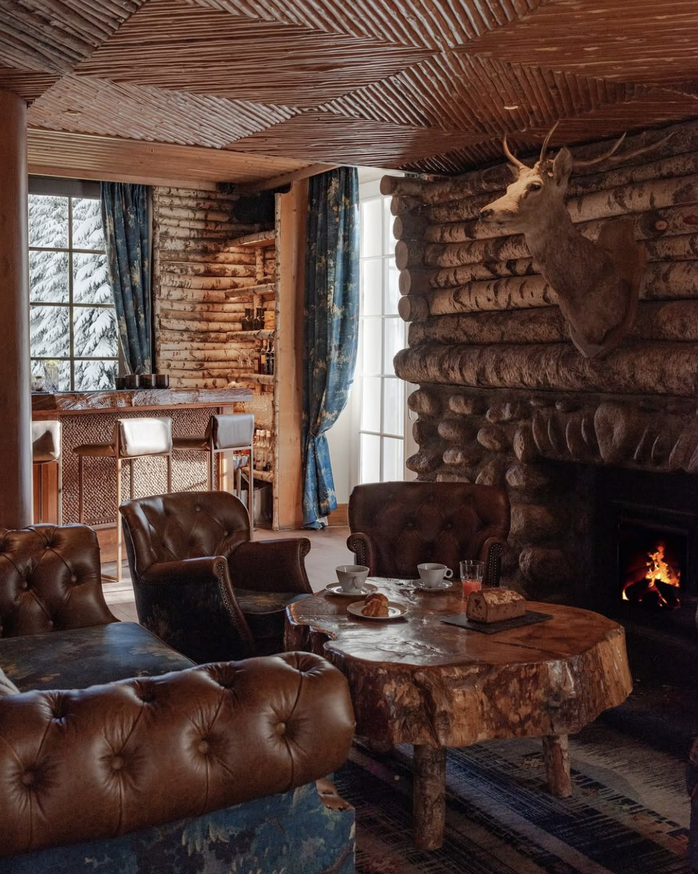 Un salon du Lodge Park de Megève  © Lodge Park