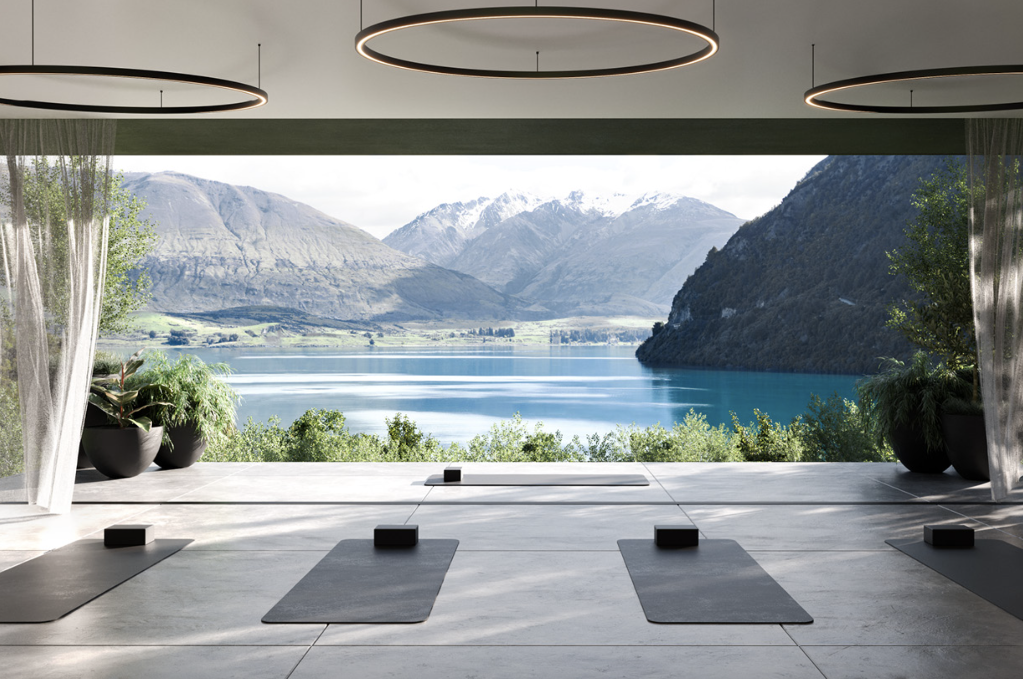 Une séance de yoga face au lac © Waimarino Lodge