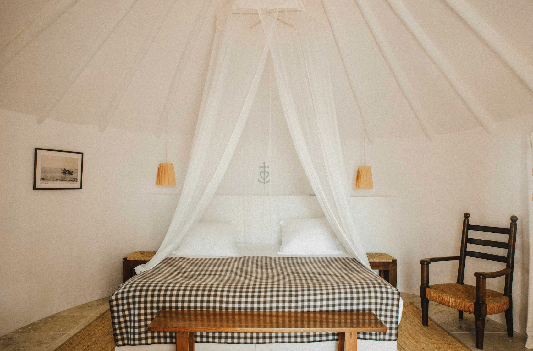 Une des chambres de l’hôtel camarguais où pratiquer l’équitation © Les Bains Gardians