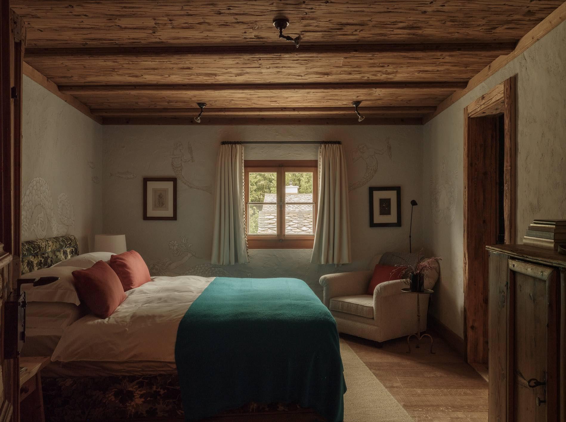 Une des chambres de l’hôtel © Chesa Marchetta