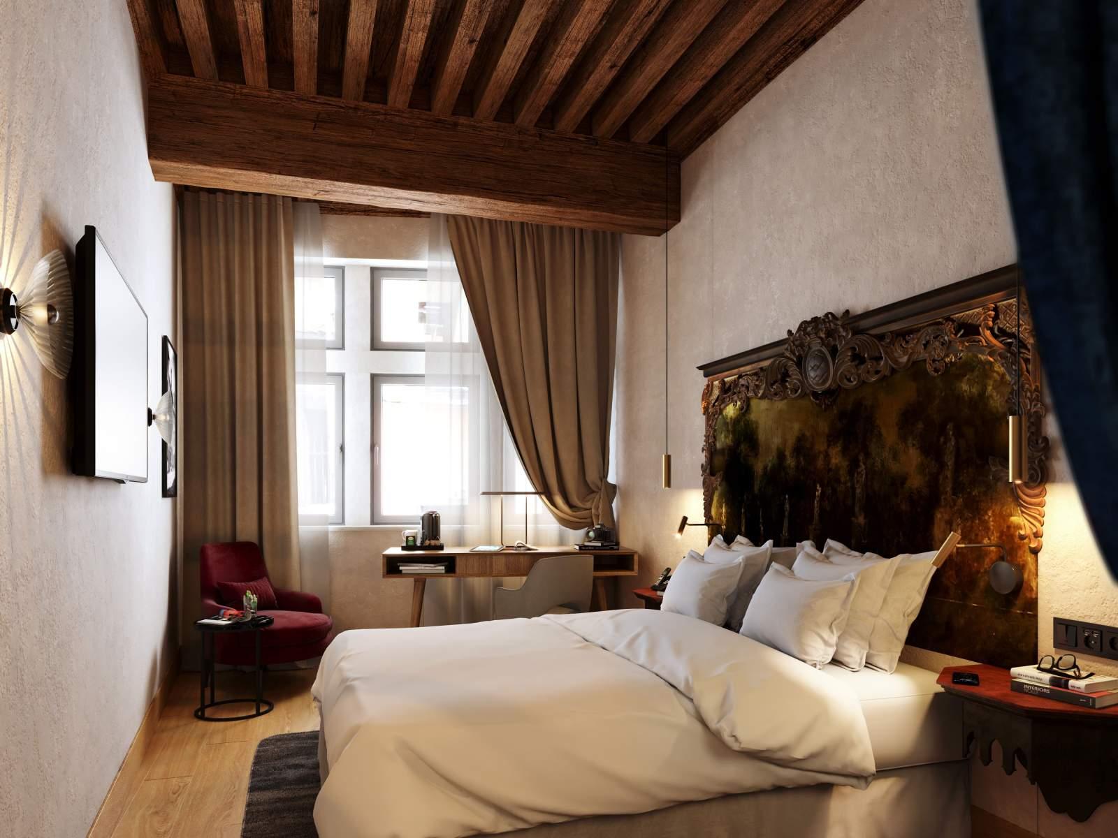 Une chambre de l’hôtel © Cours des Loges