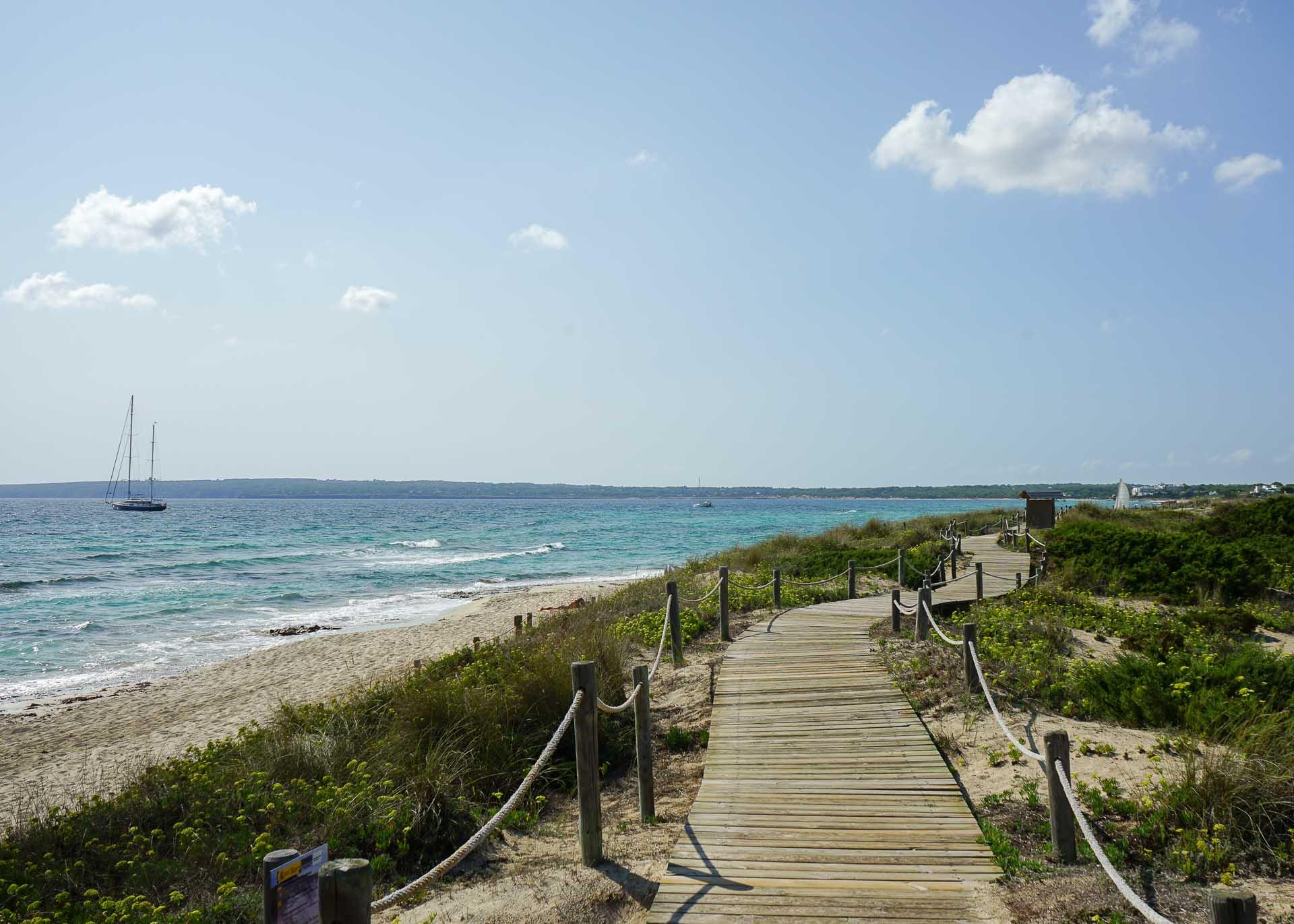 Un sentier longe la plage de Migjorn sur la côte sud de Formentera © MB | YONDER.fr