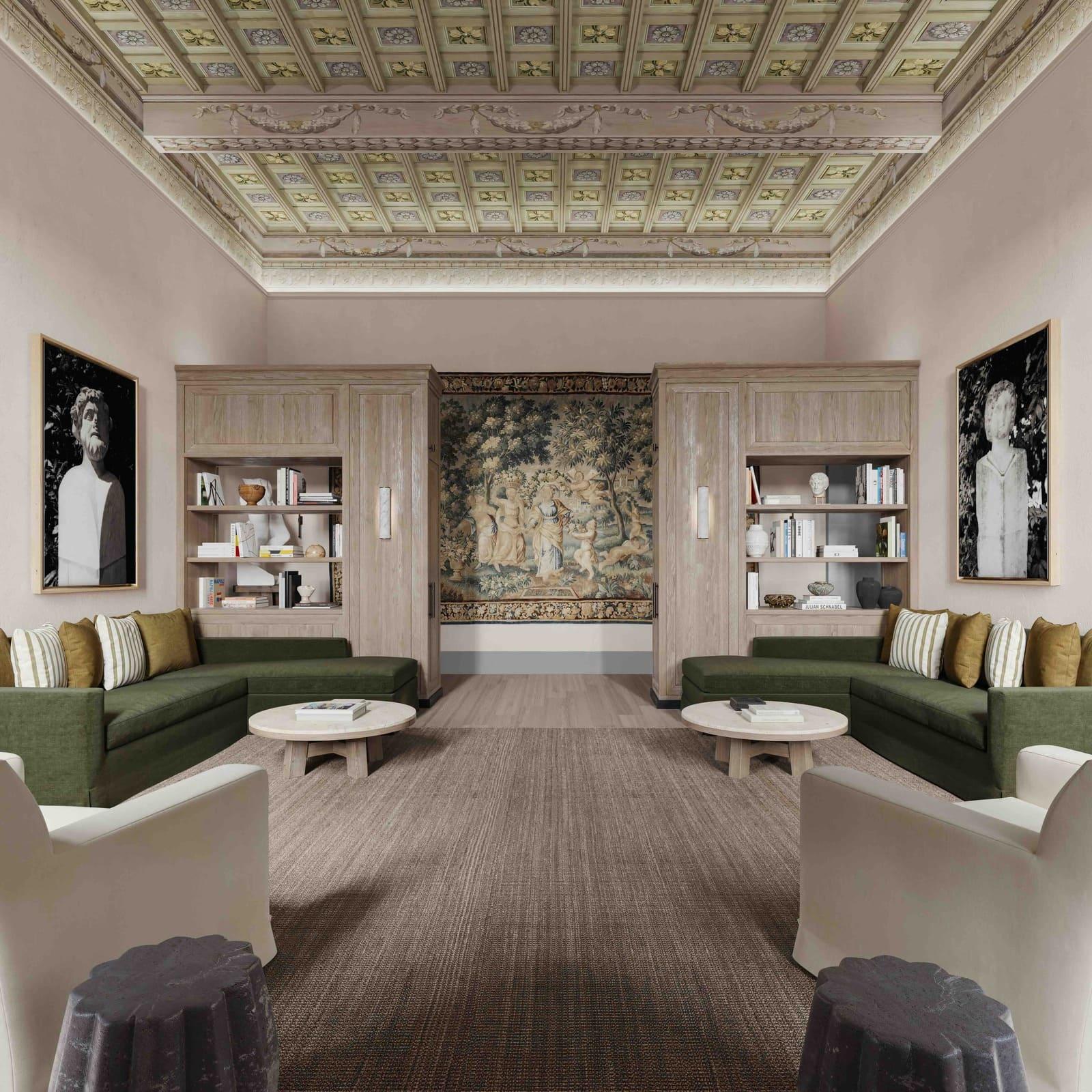La living room de l’hôtel La Réserve à Florence © La Réserve