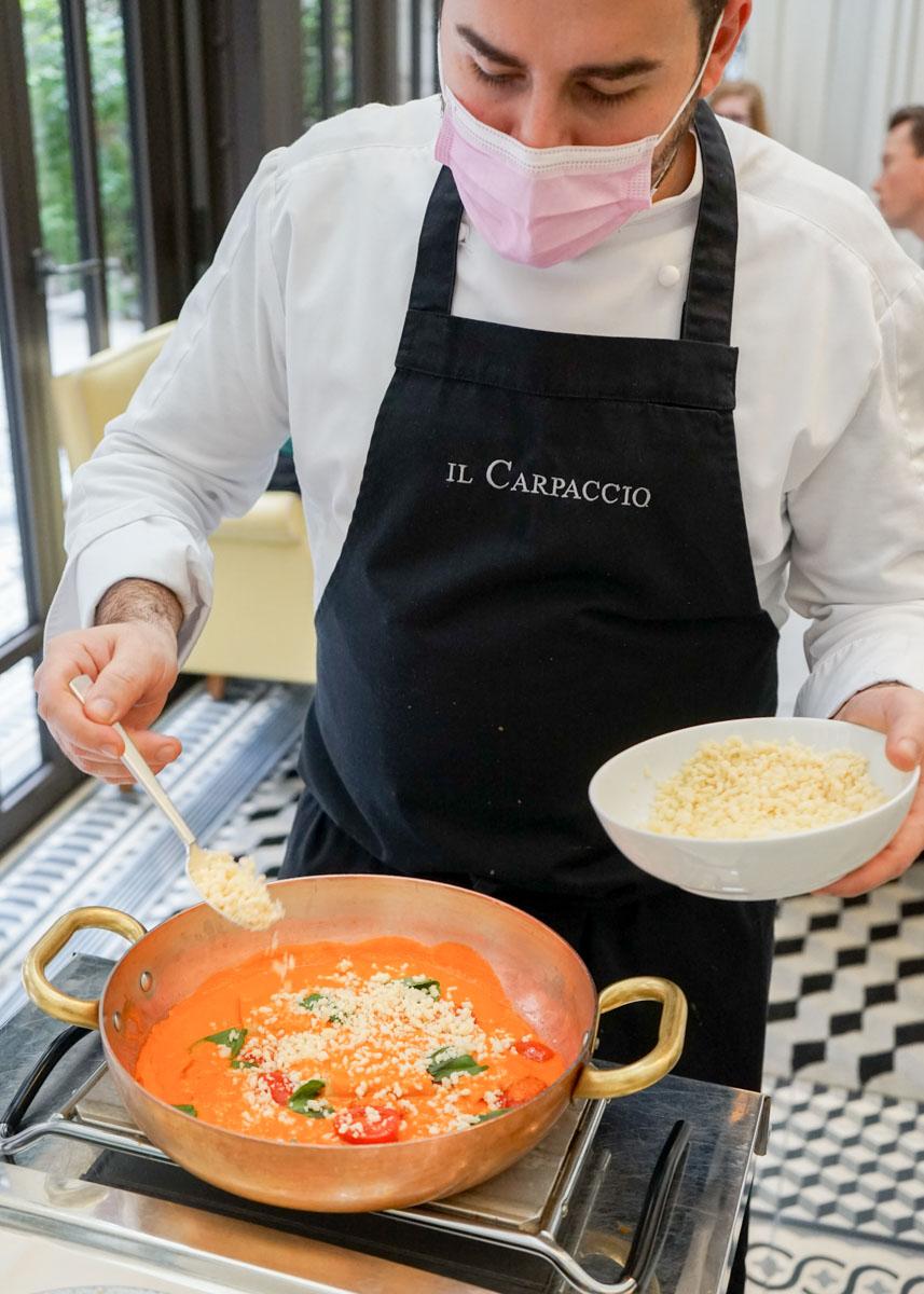 Les « Paccheri façon Da Vittorio » préparés à la minute en salle © MB|YONDER.fr