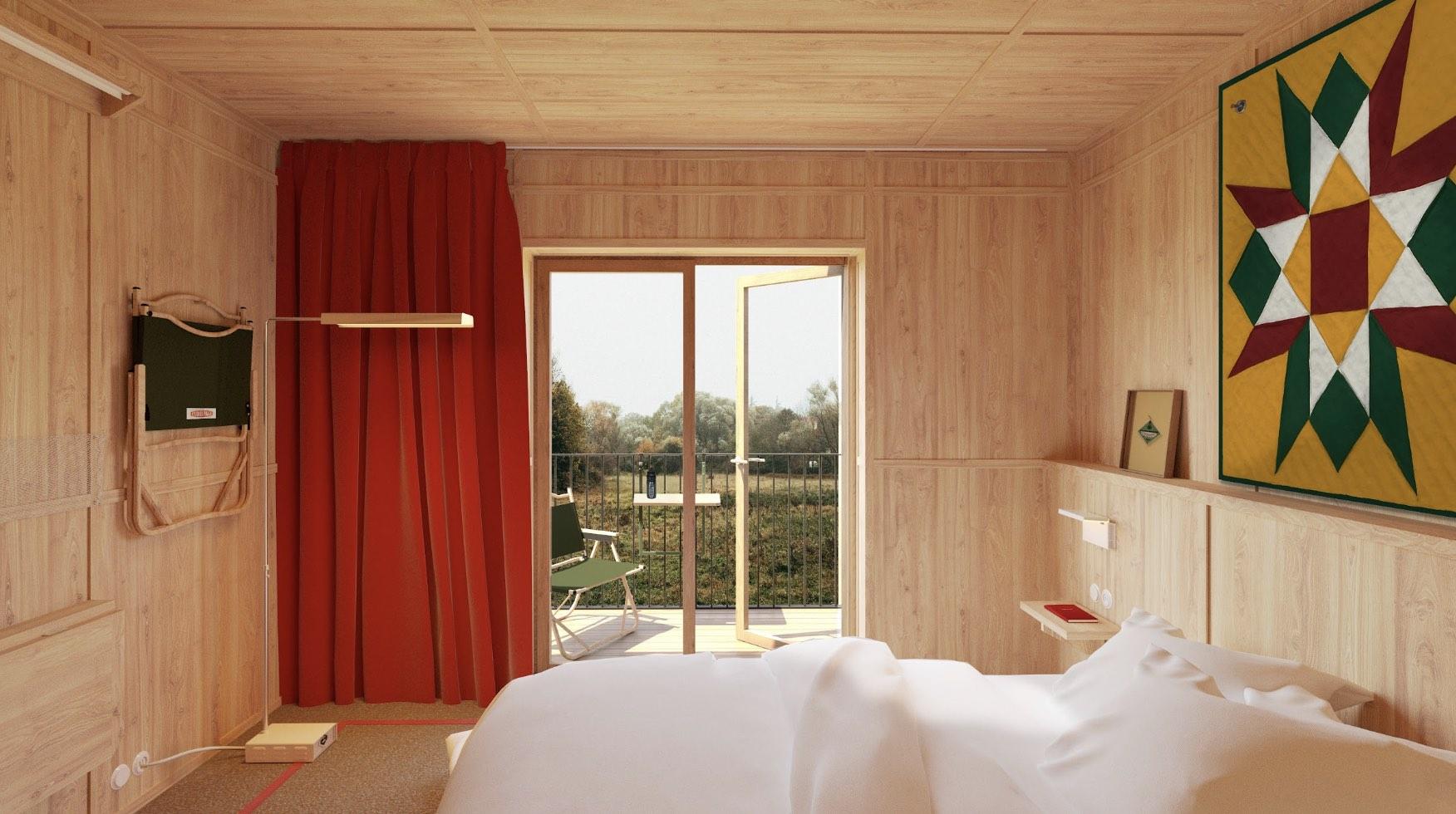 Une des chambres de la Maregagne, nouveau projet de « ferme-hôtel » © DR