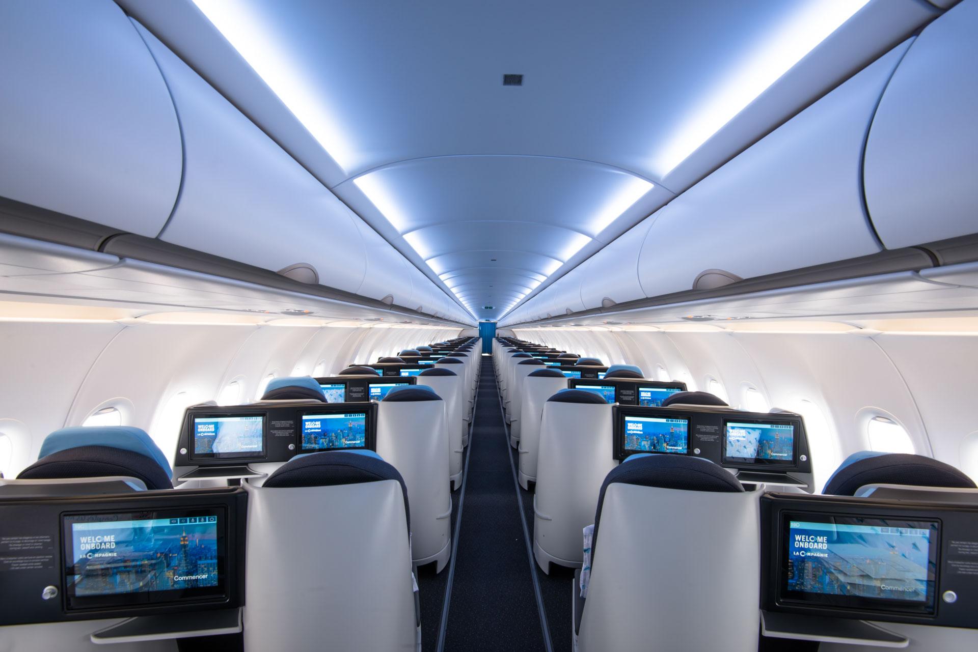 La Compagnie | Intérieur de la cabine d’un A321neo © DR