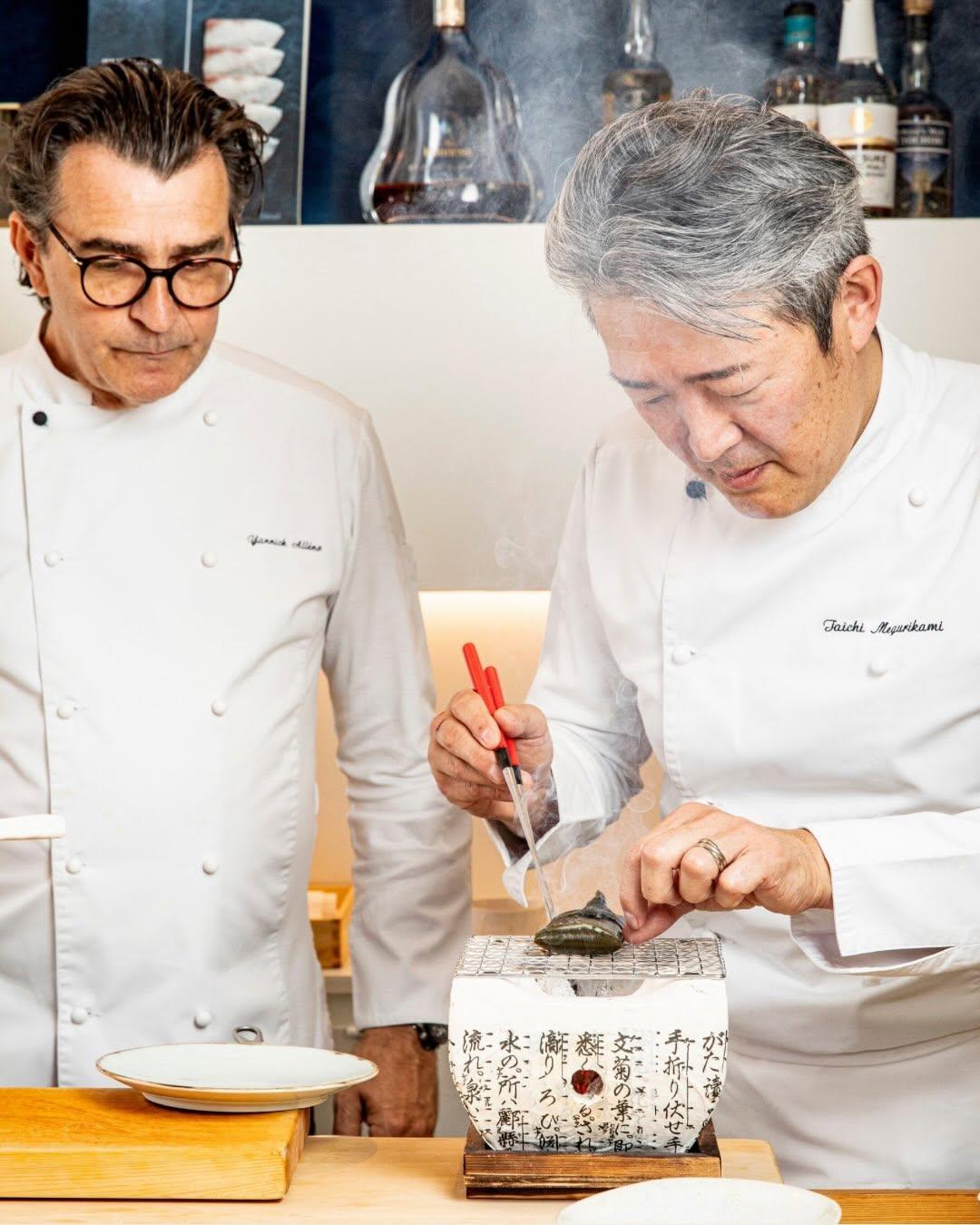 Les chefs Yannick Alléno et Taichi Megurikami © L’abysse