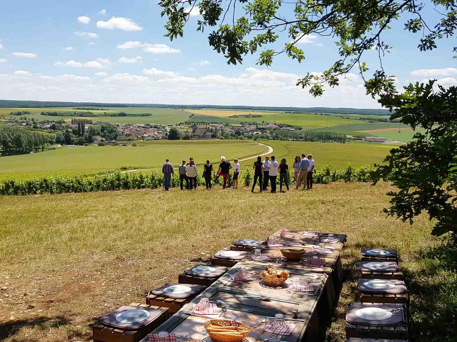 Repas en haut des vignes après une visite © Delphine Dumont