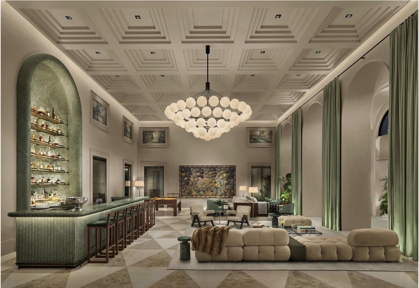 Le lobby de l’hôtel italien © The Lake Como Edition