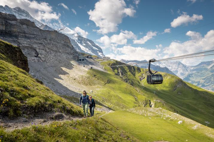 Le téléphérique reliant Grindelwald à la station d’Eigergletscher. ©Jungfraubahnen