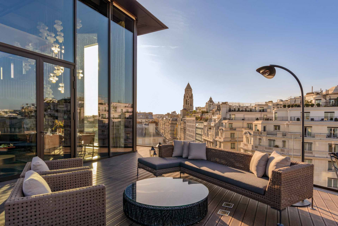 Le Bulgari Penthouse, pièce maîtresse de l’hôtel, de plus de 400 m² et 600 m² de terrasse © Bulgari Hotels & Resorts