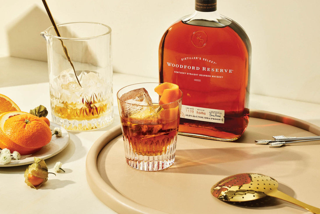 Bourbon et cocktail Old Fashioned par Woodford Reserve © DR