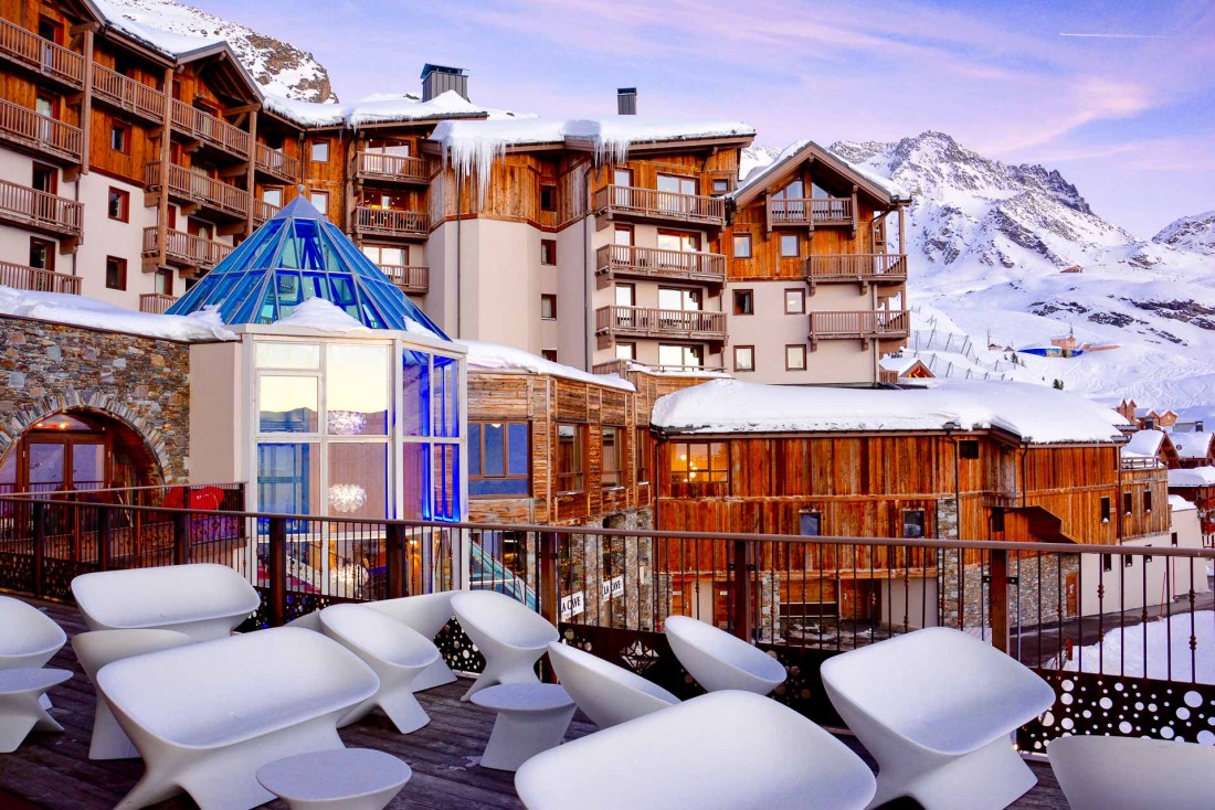 Vue extérieure du Koh-I Nor à Val Thorens, au coucher de soleil © Emmanuel Laveran