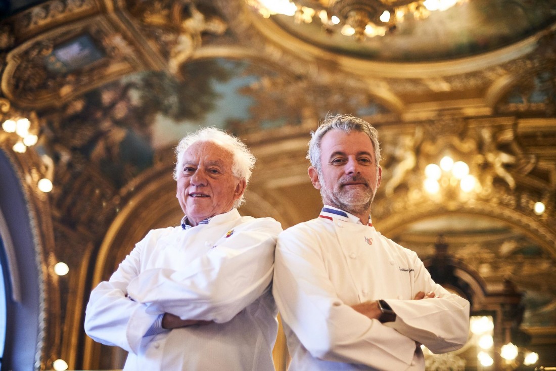 Mathieu Viannay (à droite) est le premier invité de marque de Michel Rostang au Train Bleu © Pierre Lucet Penato