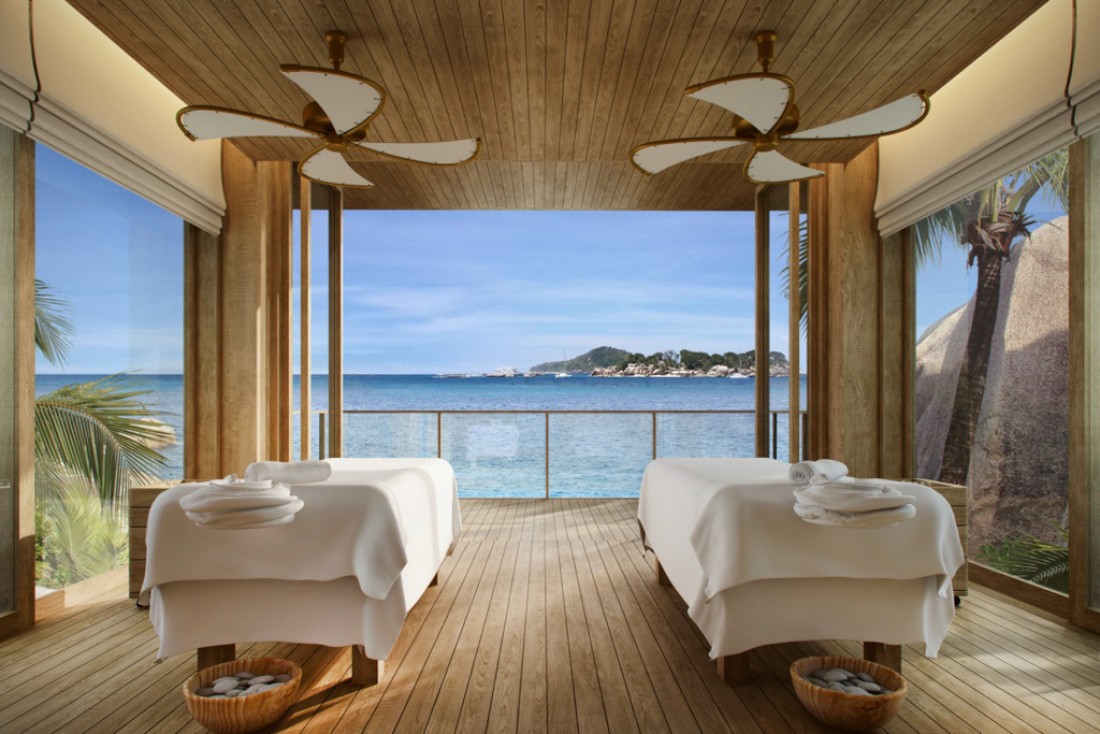 Cabine de spa avec vue au tout nouveau Six Senses Zil Pasyon sur une île privée des Seychelles © Six Senses