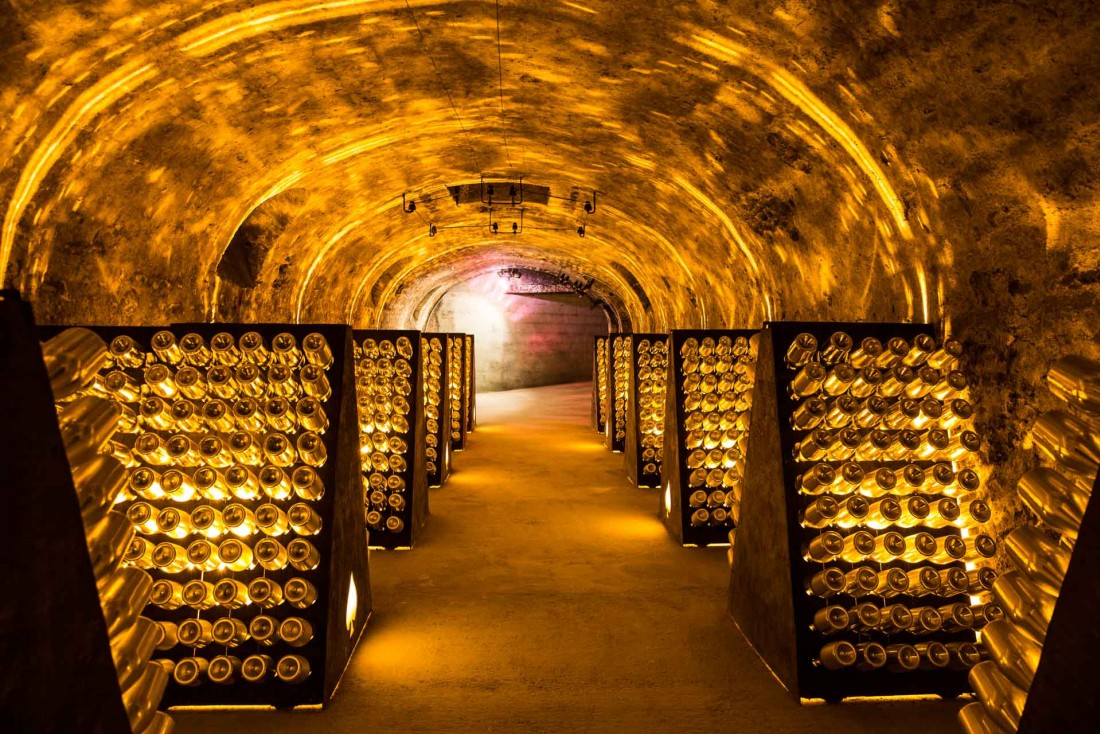 Dans les caves d'Armand de Brignac, à Chigny-les-Roses en Champagne © DR 