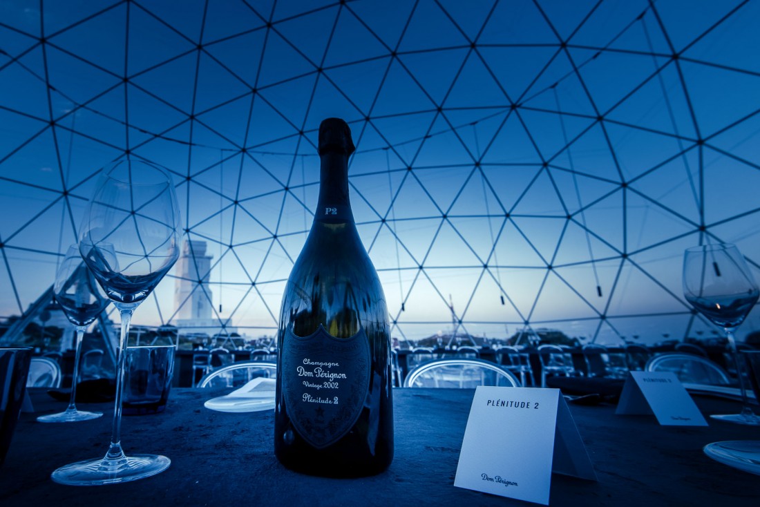 Dîner de présentation du Dom Pérignon Vintage 2002 sur les pentes du volcan Teide, plus haut sommet de l'île espagnole de Tenerife © Alexandre James