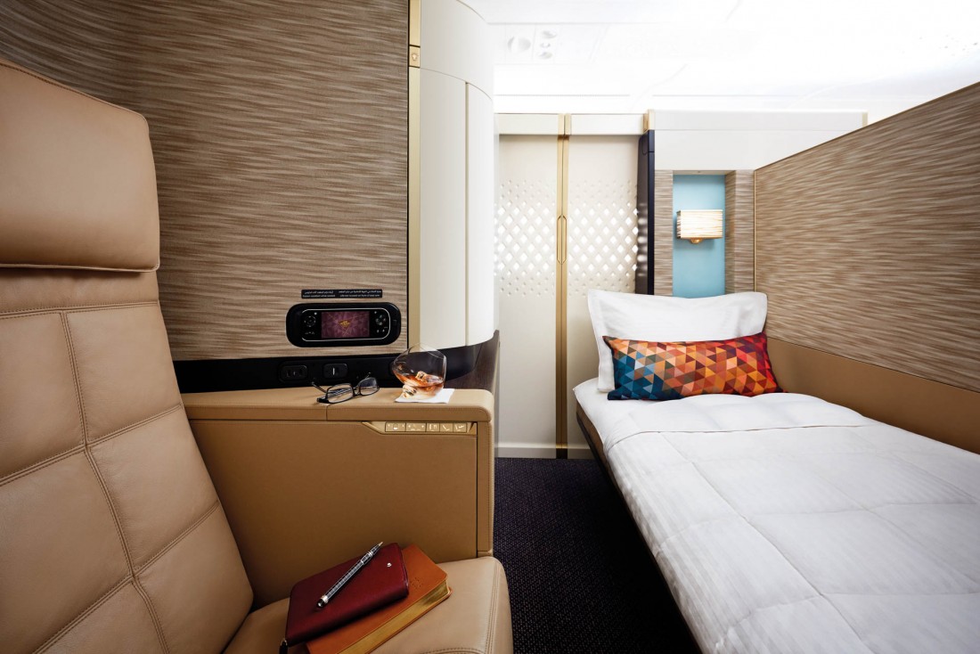 Beaucoup plus qu'un simple siège, la First Class d'Etihad Airways a été imaginée comme un studio de poche © Etihad 