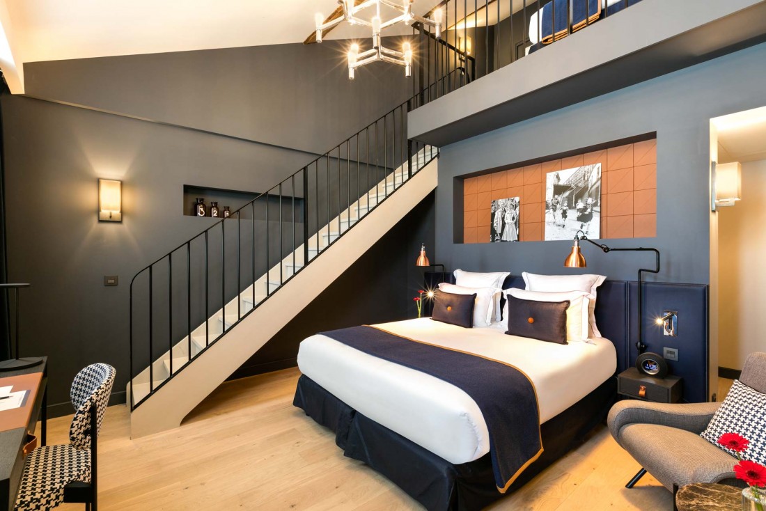 Le Duplex Sainte-Anne, la plus vaste chambre de l'établissement © Hôtel Square Louvois