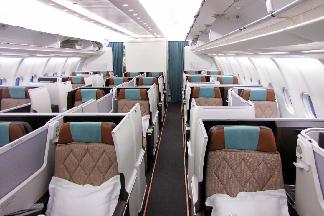Intérieurs d'une cabine Business Class d'un appareil Oman Air nouvelle génération (A330 ou Boeing 787) © DR