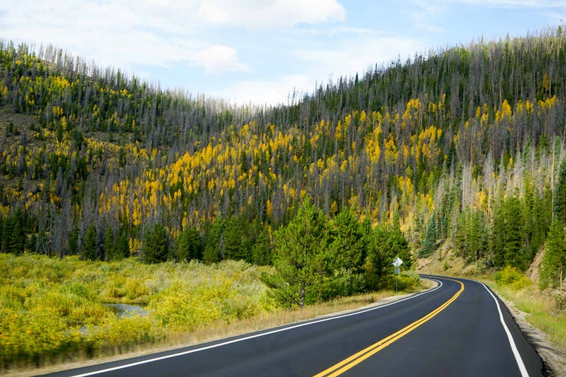 Sur la route en direction du Wyoming, environ une heure après quitté l'enceinte du parc © YONDER.fr