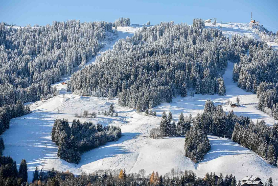 Vue sur les pistes du Mont d'Arbois à Megève © Four Seasons