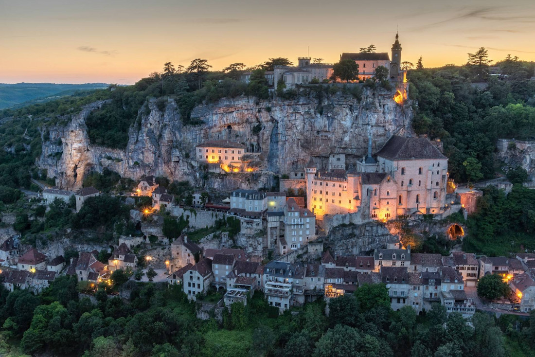 Rocamadour au coucher du soleil © Vallée de la Dordogne Tourisme C. Novello