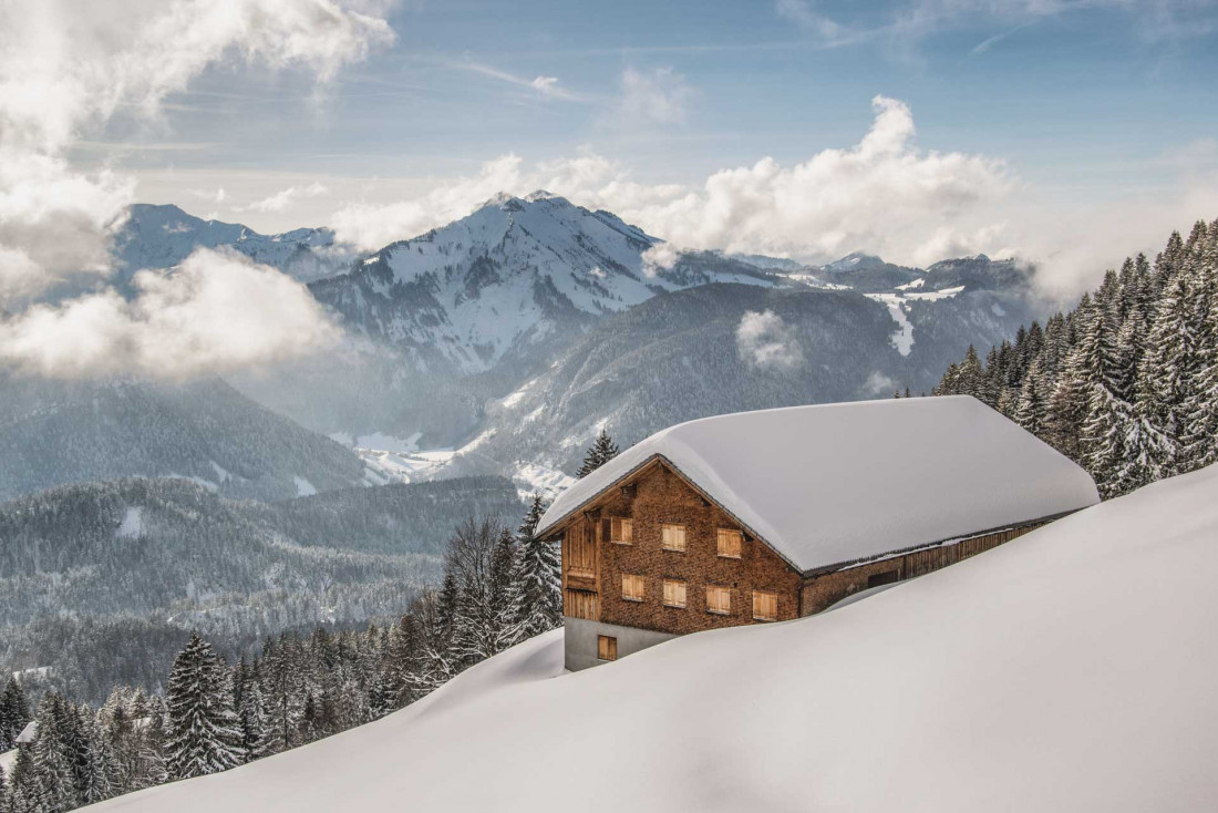 Vue sur les Alpes à couper le souffle dans le Bregenzerwald © Michael Meusburger - Bregenzerwald Tourismus